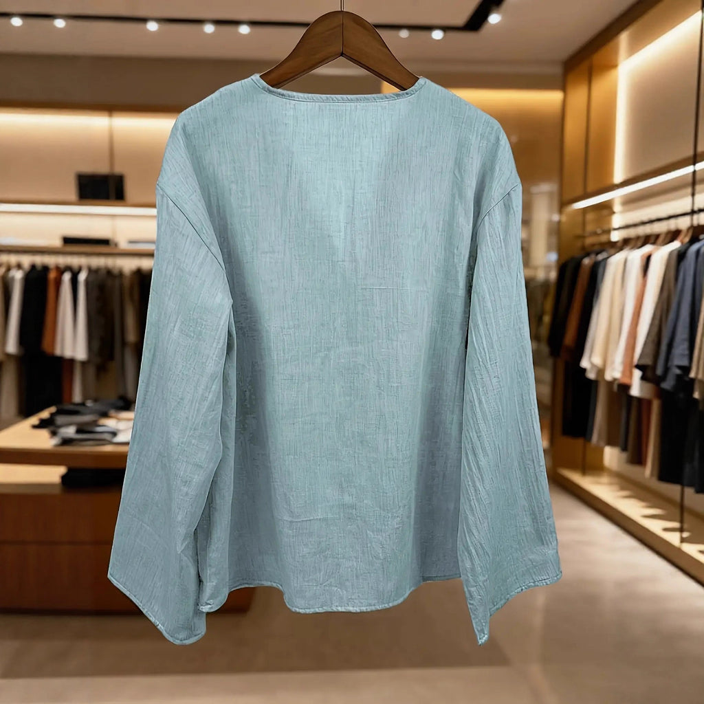 Womens Bohemian V-Neck Linen Shirt