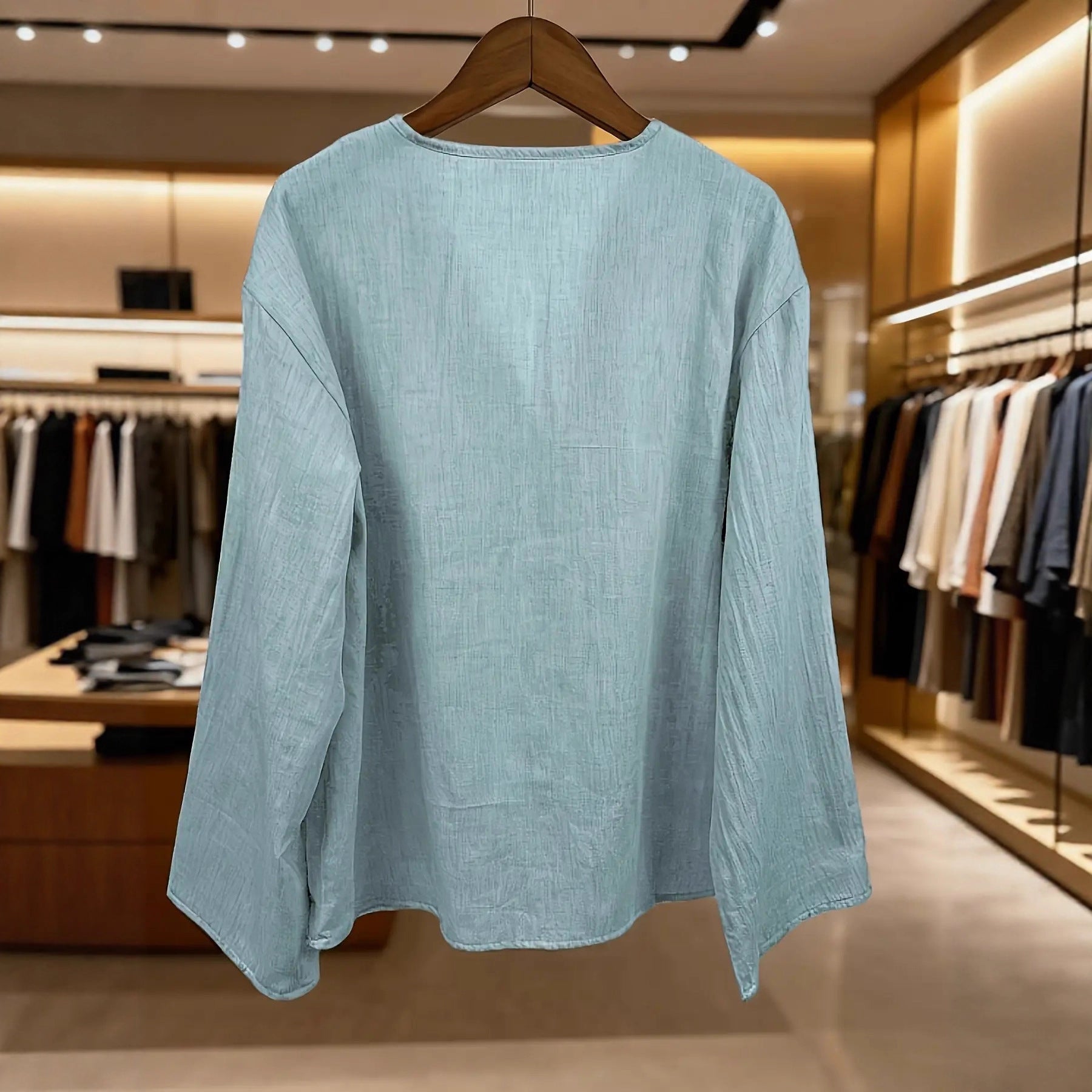 Womens Bohemian V-Neck Linen Shirt