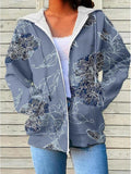 Womens Fashionable Casual Printed Zip-Up Hoodie