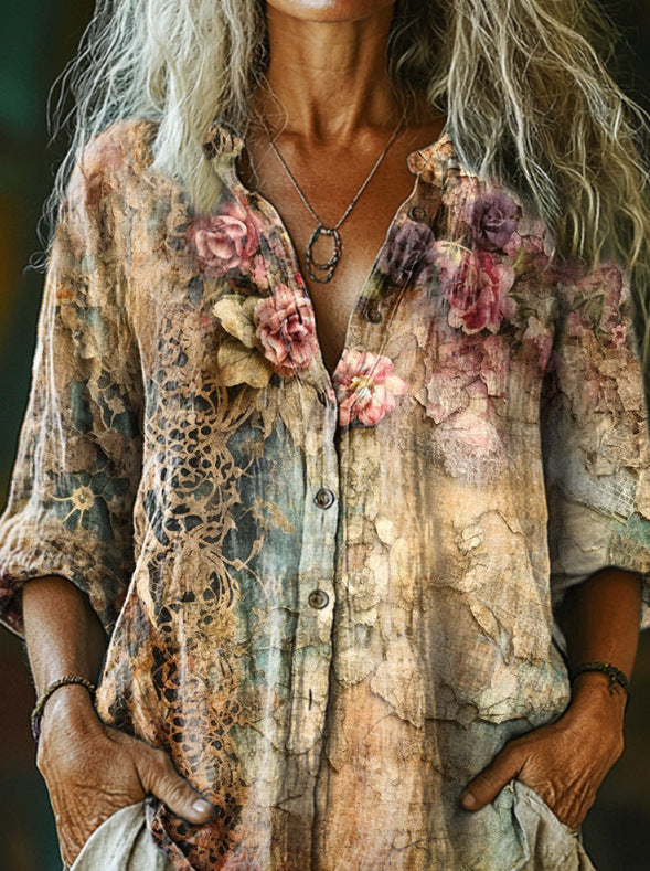 Womens Creative And Fashionable Floral Shirts