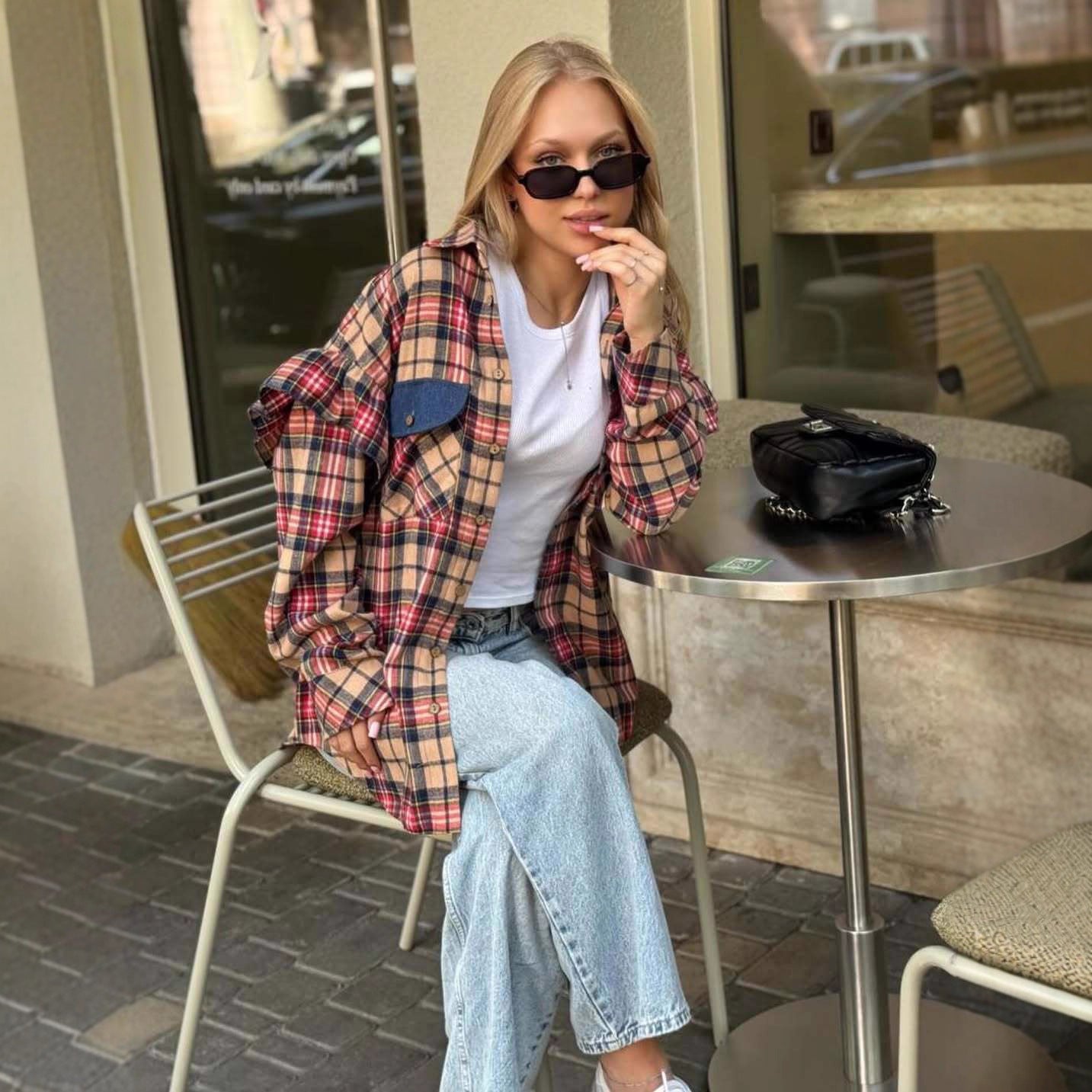 Retro Plaid Loose-fitting Versatile Shirt Jacket