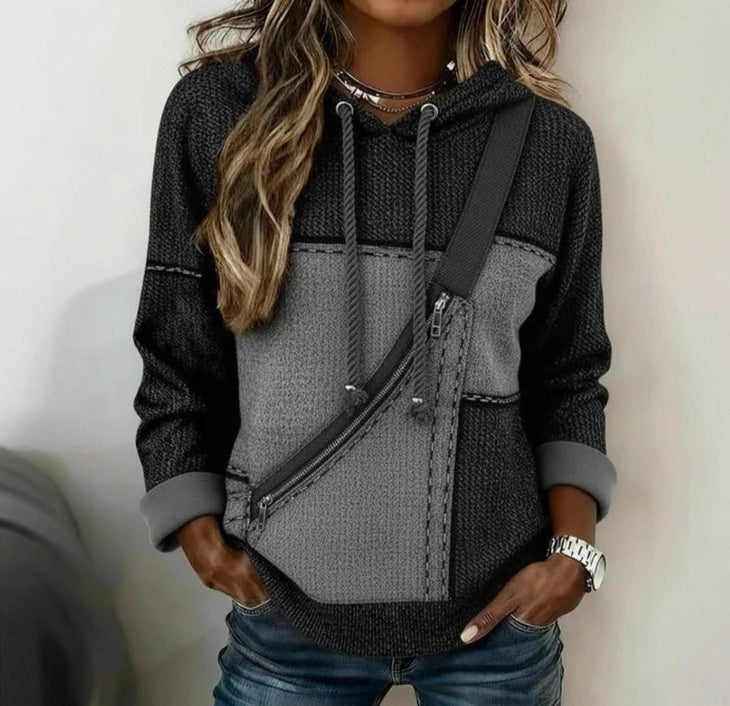 Womens Long-sleeve Hooded Printed Hoodie Top