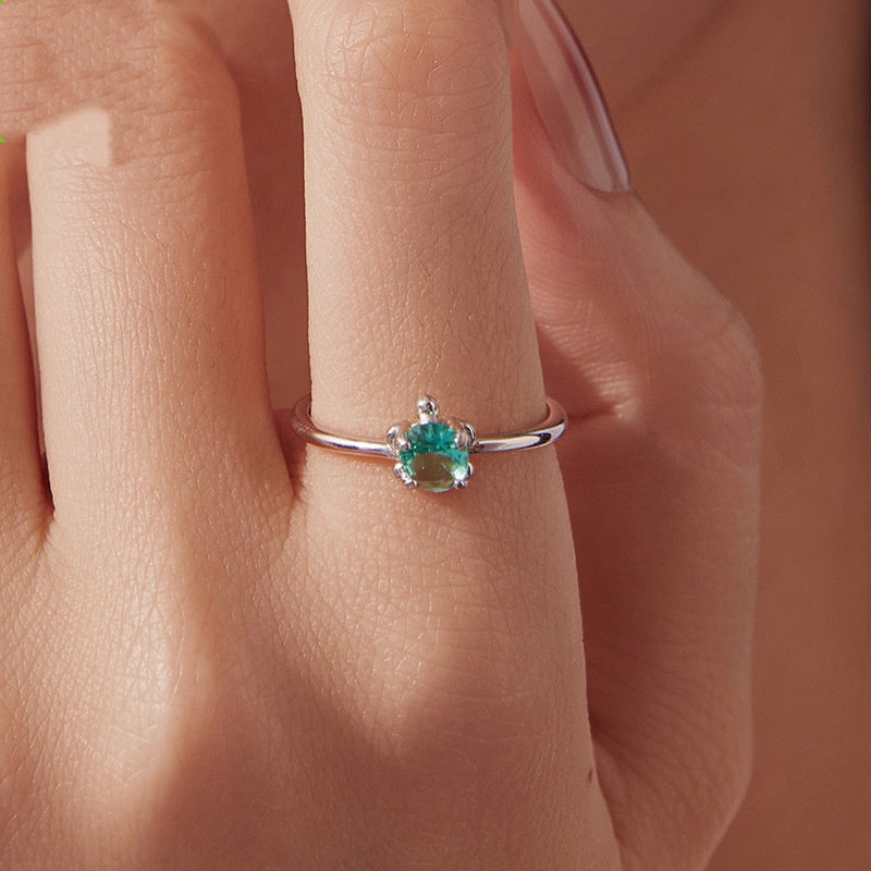 S925 Sterling Silver Turtle Ear Stud And Ring