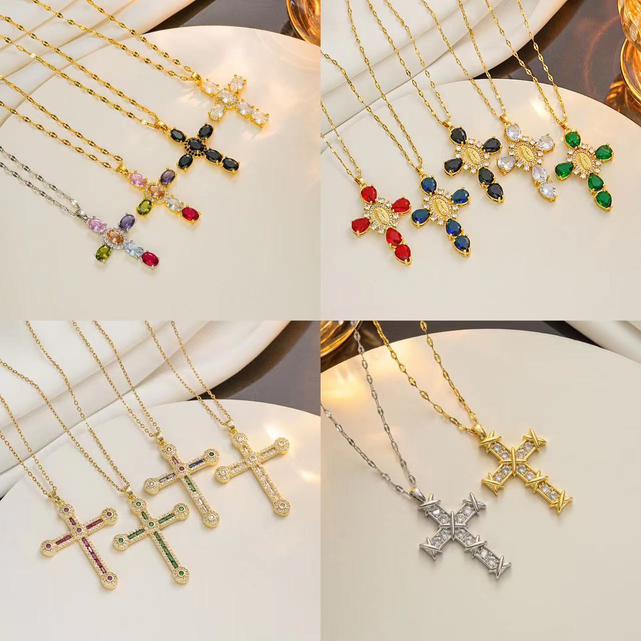 Womens Personalized Minimalist Vintage Cross Necklace