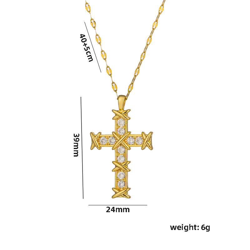 Womens Personalized Minimalist Vintage Cross Necklace