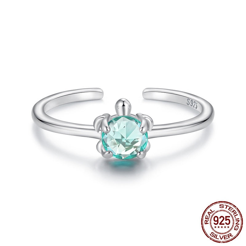 S925 Sterling Silver Turtle Ear Stud And Ring