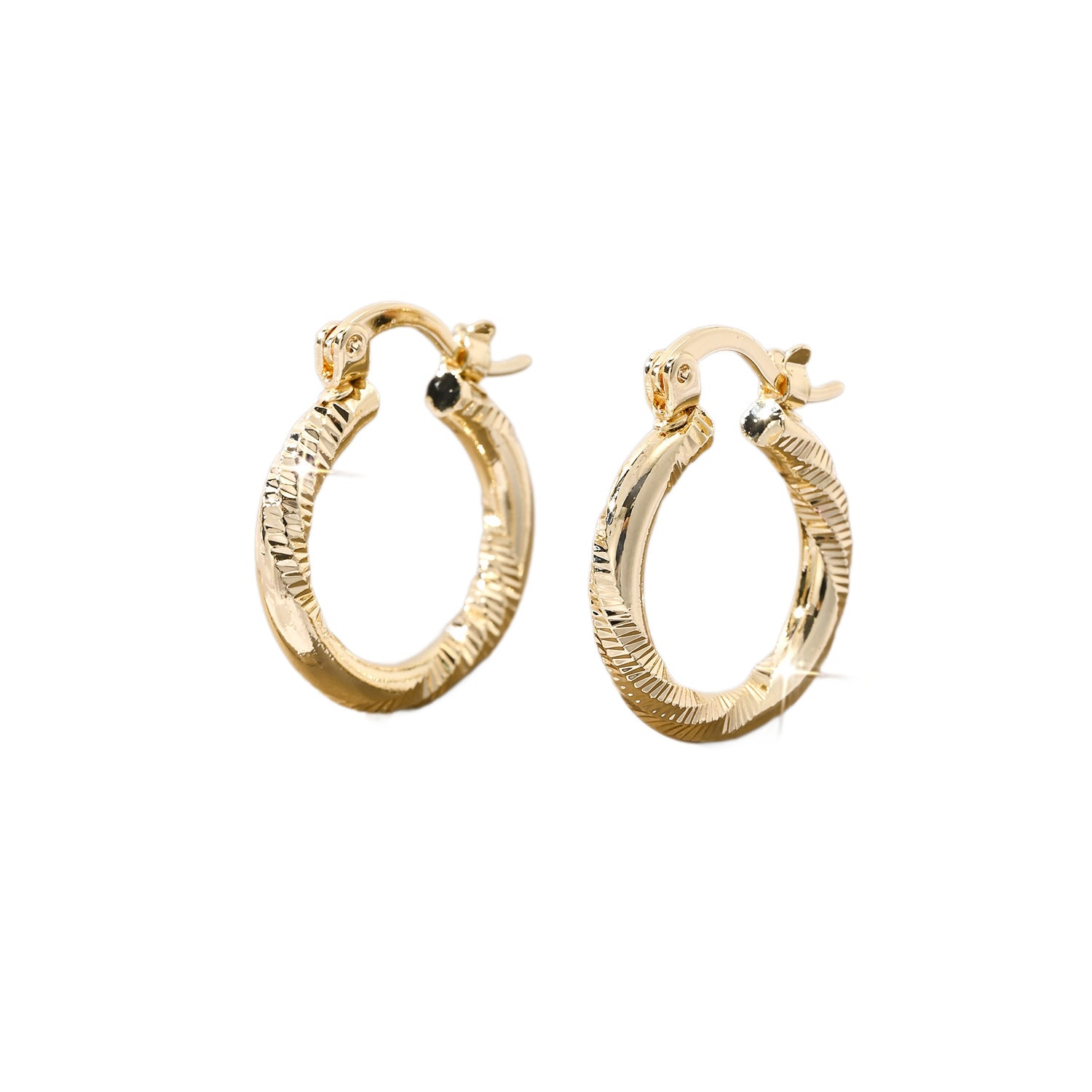 Mini Geometric Hammered-Effect 18K Gold-Plated Earrings