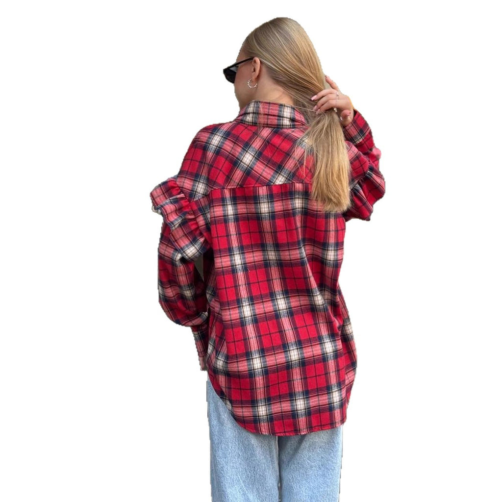 Retro Plaid Loose-fitting Versatile Shirt Jacket