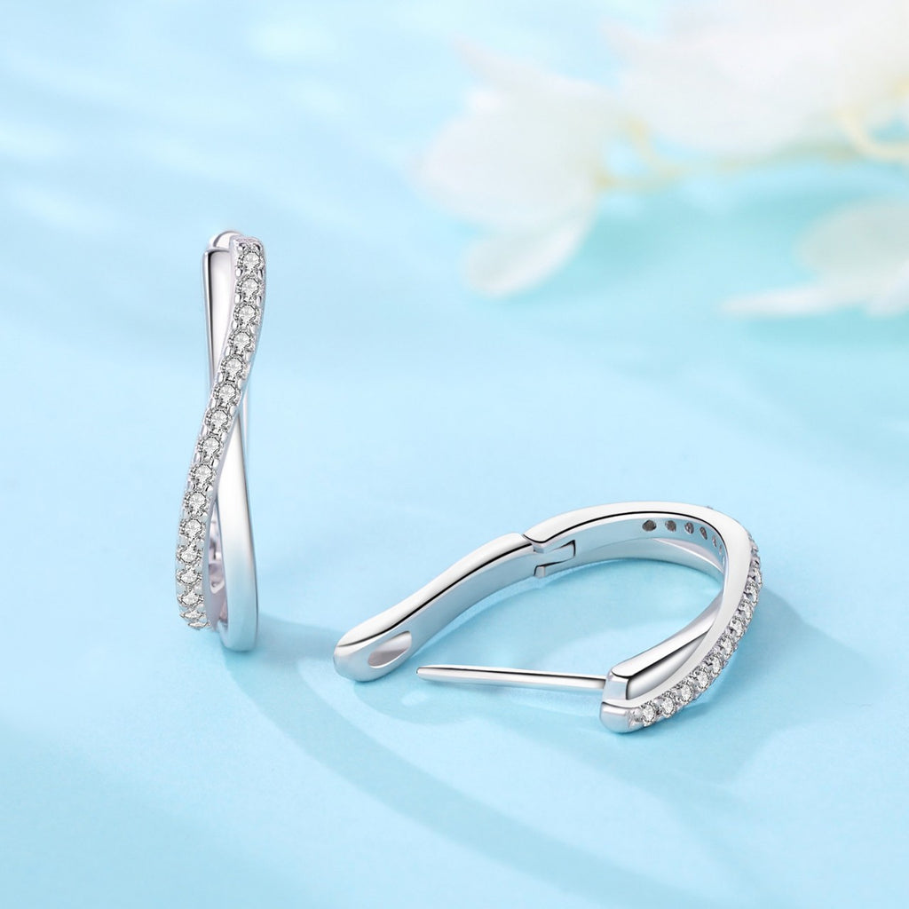 Stone-inlaid Twisted-line Hoop Earrings A Niche Style